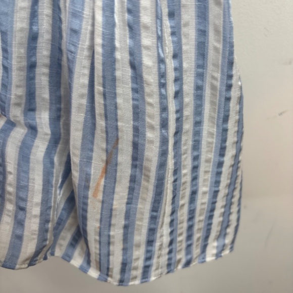 Veronica Beard Hawken Dress 6 Stripe Puff Sleeves Tiered Linen Silk Coastal READ - Picture 8 of 14